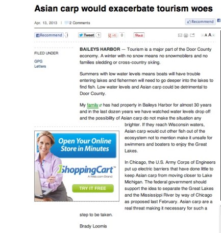 Screenshot of my Letter to the Editor on the GBPG's website. 