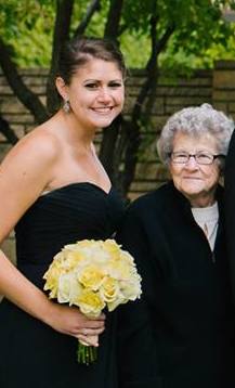 Grandma with Morgan during the professional family photos at Dan and Meg's wedding. 
